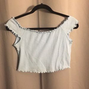 Light Blue Off the Shoulder Crop Top